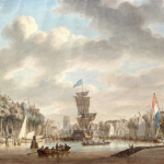 This is a painting of Rotterdam Harbor in 1795. It is where my ancestors boarded the ship Edinburgh to sail to America.